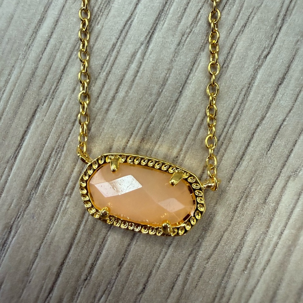 Kendra Scott Elisa Gold and Peach Pendant Necklace.